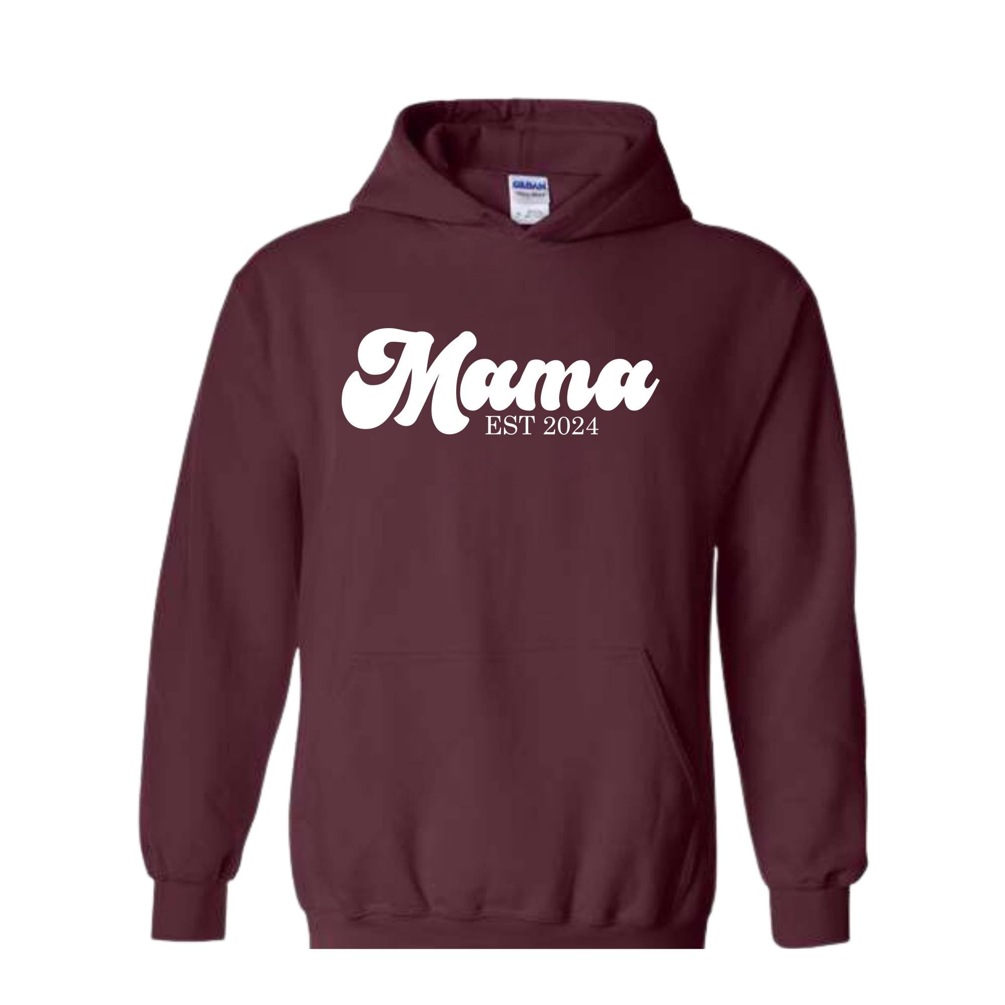 Mama Est 2024 Sweatshirt, Mama Sweatshirt, Mama To Be Hoodie, Future Mama Gift, New Mama Sweatshirt, Pregnancy Hoodie, Baby Shower Sweater