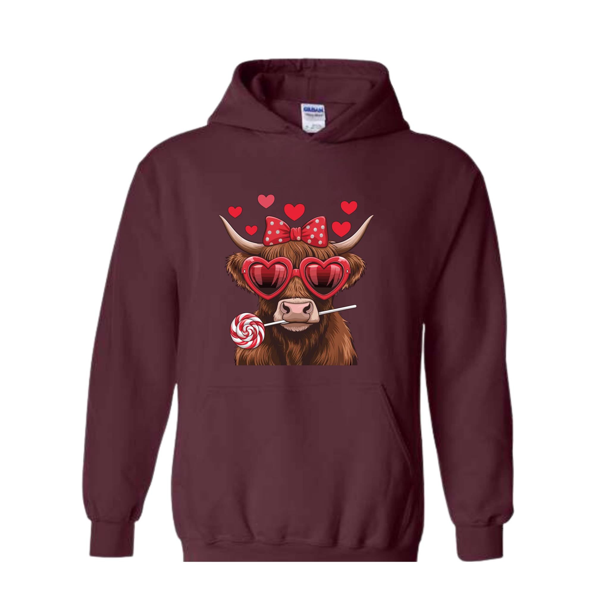 Highland Cow Valentine Hoodie, Heifer Valentine Hoodie, Western Valentine Hoodie, Cow Lover Gift, Cowgirl Valentine Tee