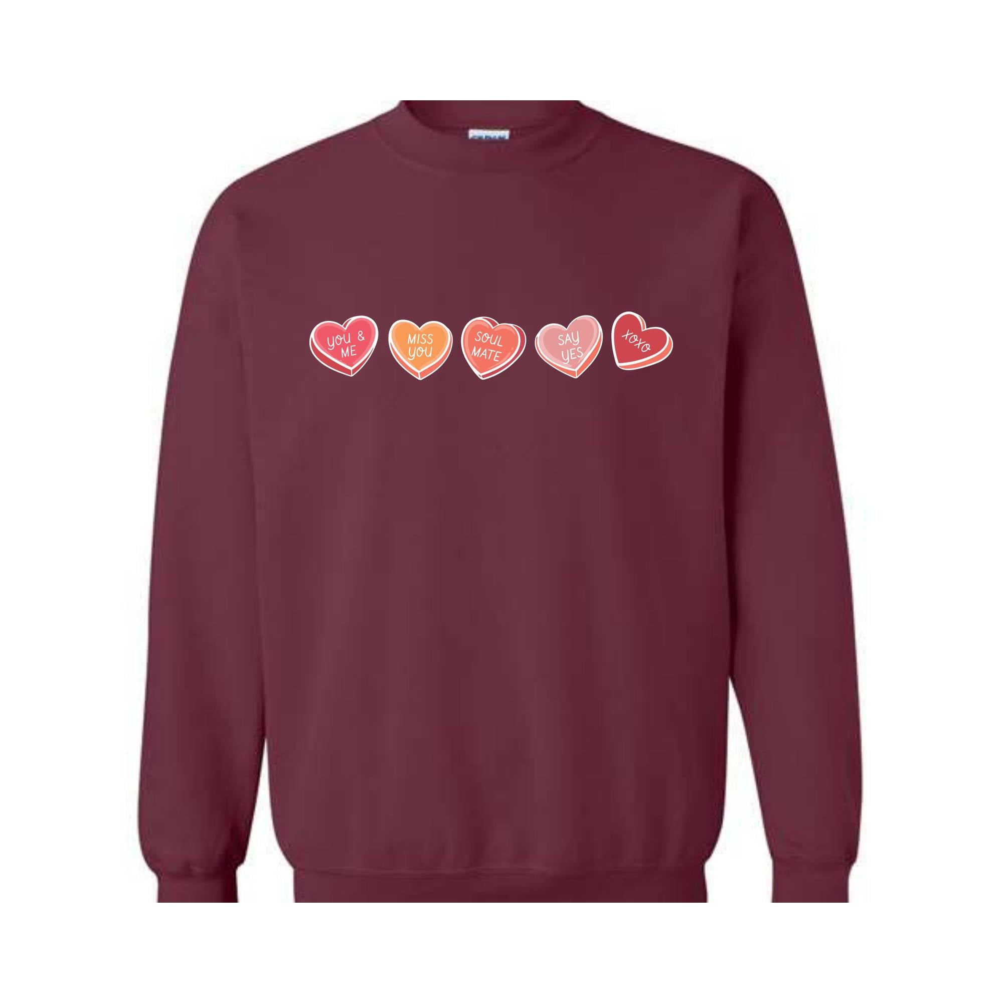 Cute Hearts Valentines Sweatshirt, Cute Valentines Day Sweater, Valentines Day Sweatshirt, Valentines Day Gifts