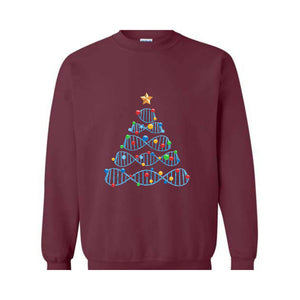 DNA Christmas Tree Sweatshirt, Science Puns Chemistry Gift