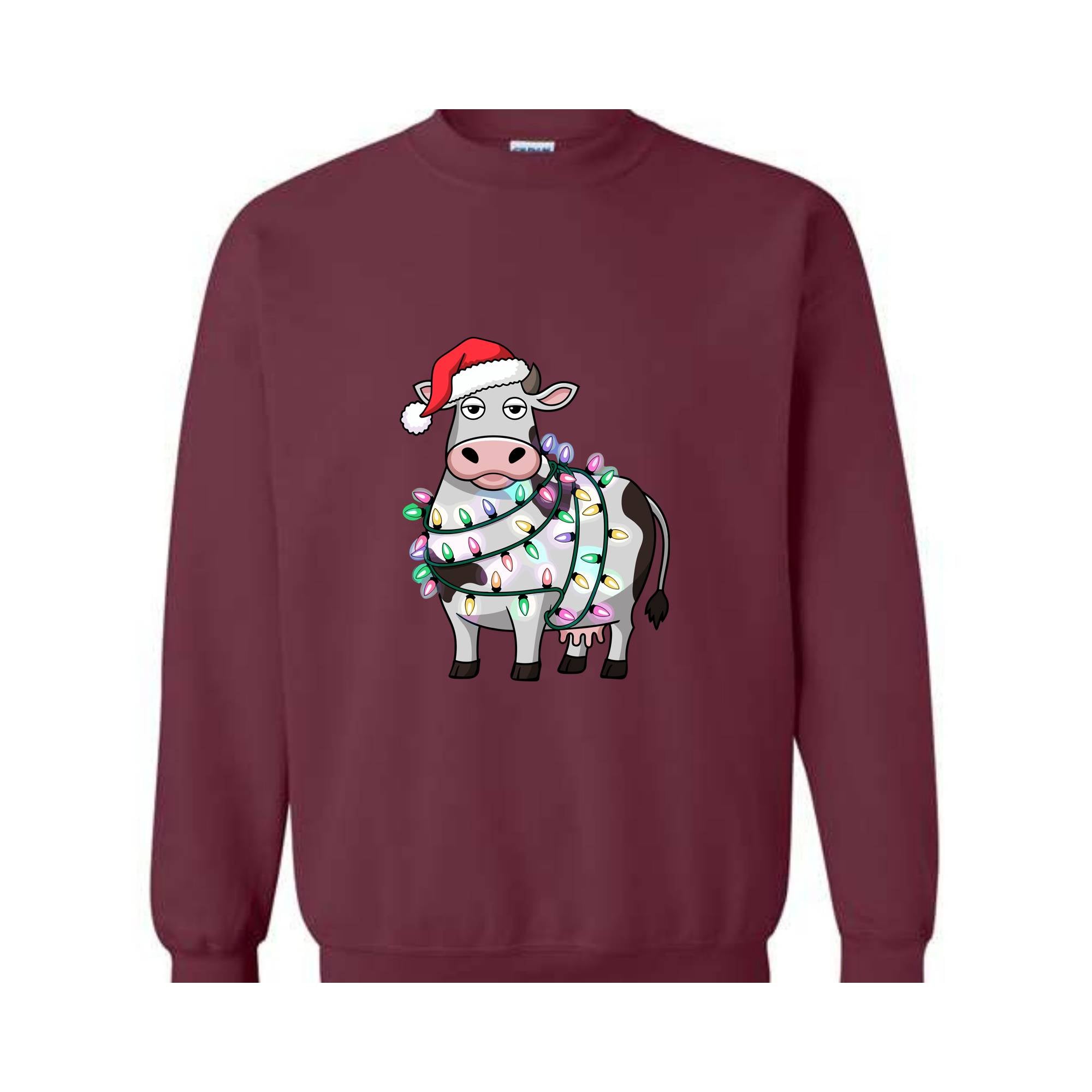 Christmas Cow Sweatshirt, Cow Lights Hoodie, Cow Sweatshirt, Cow Lover Hoodie, Christmas Hoodie, Highland Cow Hoodie, Farm Hoodie