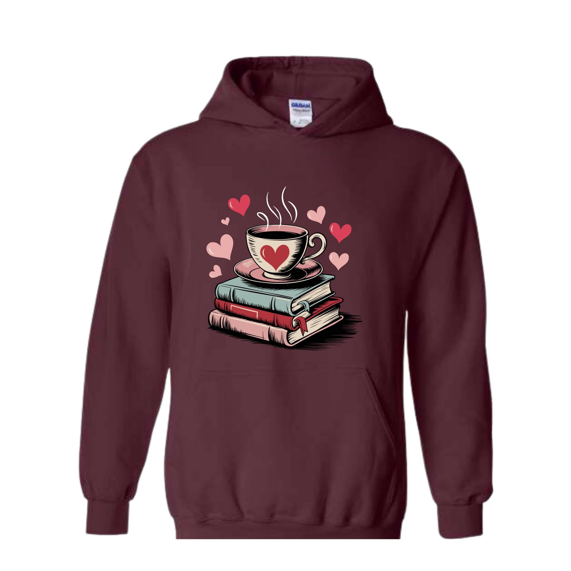 Book Lover Valentine Sweatshirt, Gift for Book Lovers, Valentine Bookish Hoodie, Bookworm Coffee Tee, Reading Hoodie, Reading Hoodie