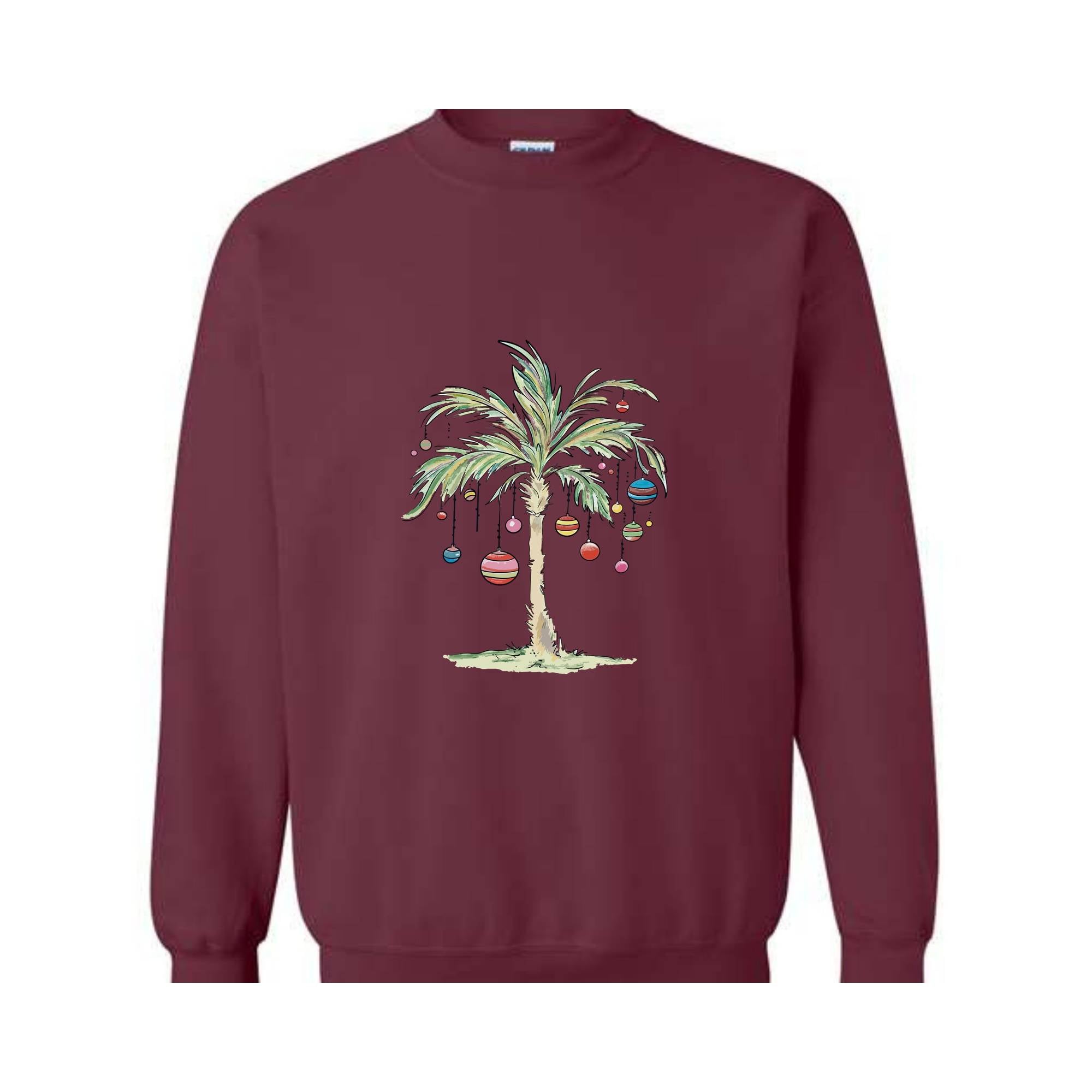 Christmas Palm Tree Sweatshirt, Tropical Christmas Sweatshirt, Aloha Christmas Sweater, Holiday Beach Sweatshirt