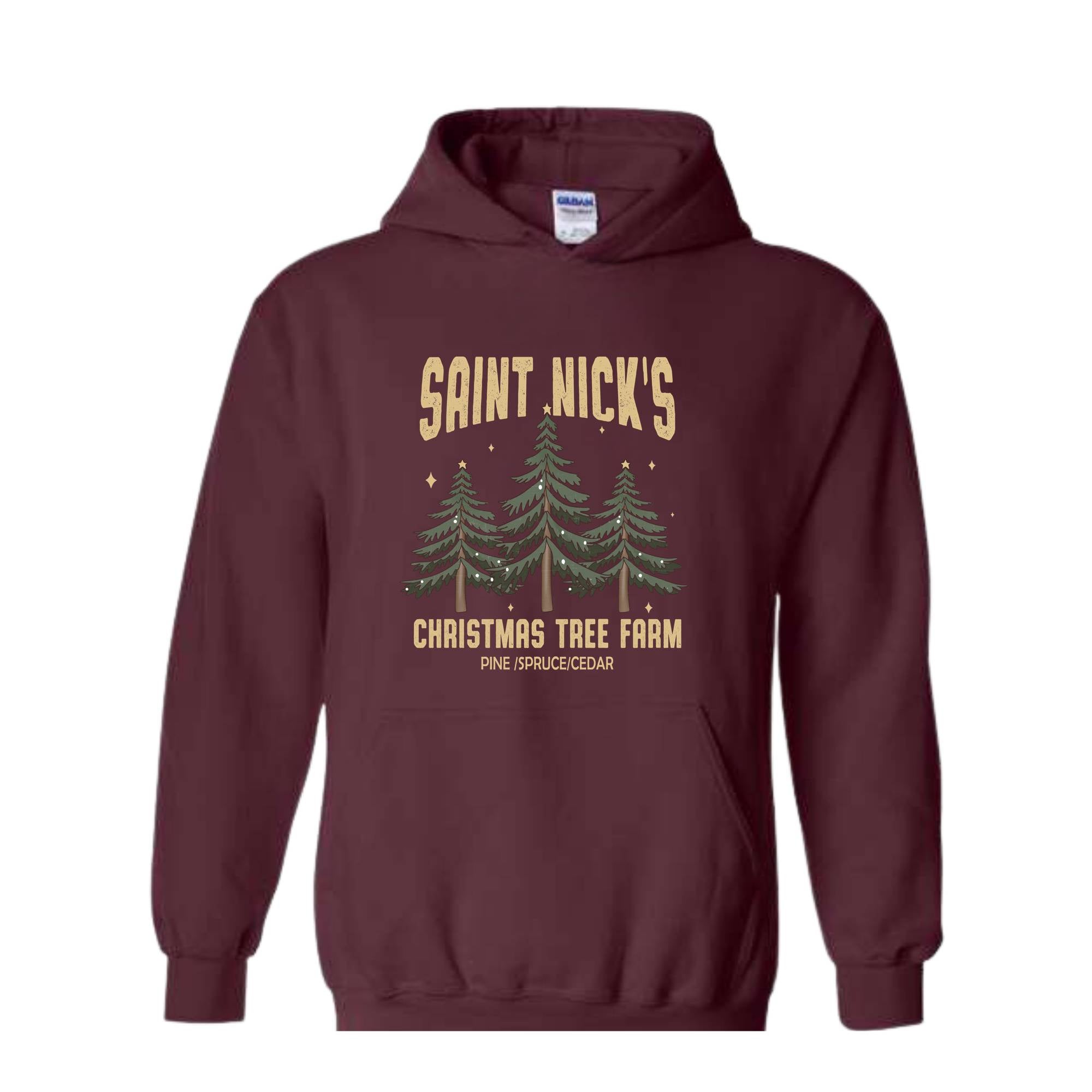 Saint Nick's Christmas Tree Farm Pine Spruce Cedar Hoodie, Christmas Hoodie, Christmas Gifts, Christmas Tree Sweater