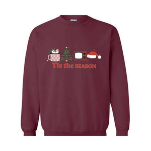 Tis the Season Sweatshirt, Christmas Hoodie, Cute Christmas Hoodie, Christmas Coffee Hoodie, Funny Christmas Hoodie, Christmas Tree Hoodie