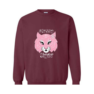 Tiger Sweater, Trendy Sweater, Pink Tiger, Resistance Tiger Sweatshirt, Strong Tiger Sweater, Strong and Resistant Qualities