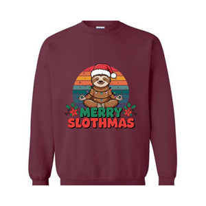 Merry Slothmas Sweatshirt, Yoga Lover Gifts, Pilates Christmas Gift