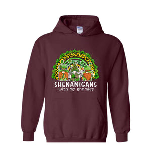 Shenanigans With My Gnomies Hoodie, St. Patricks Day Hoodie, Lucky Hoodie, Gnome Hoodie, Boho Rainbow Hoodie