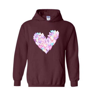 Cute Brushstroke Heart Sweatshirt, Happy Valentines Day Hoodie, Valentines Day Gift, Girls Valentine Tees, Heart Sweatshirt