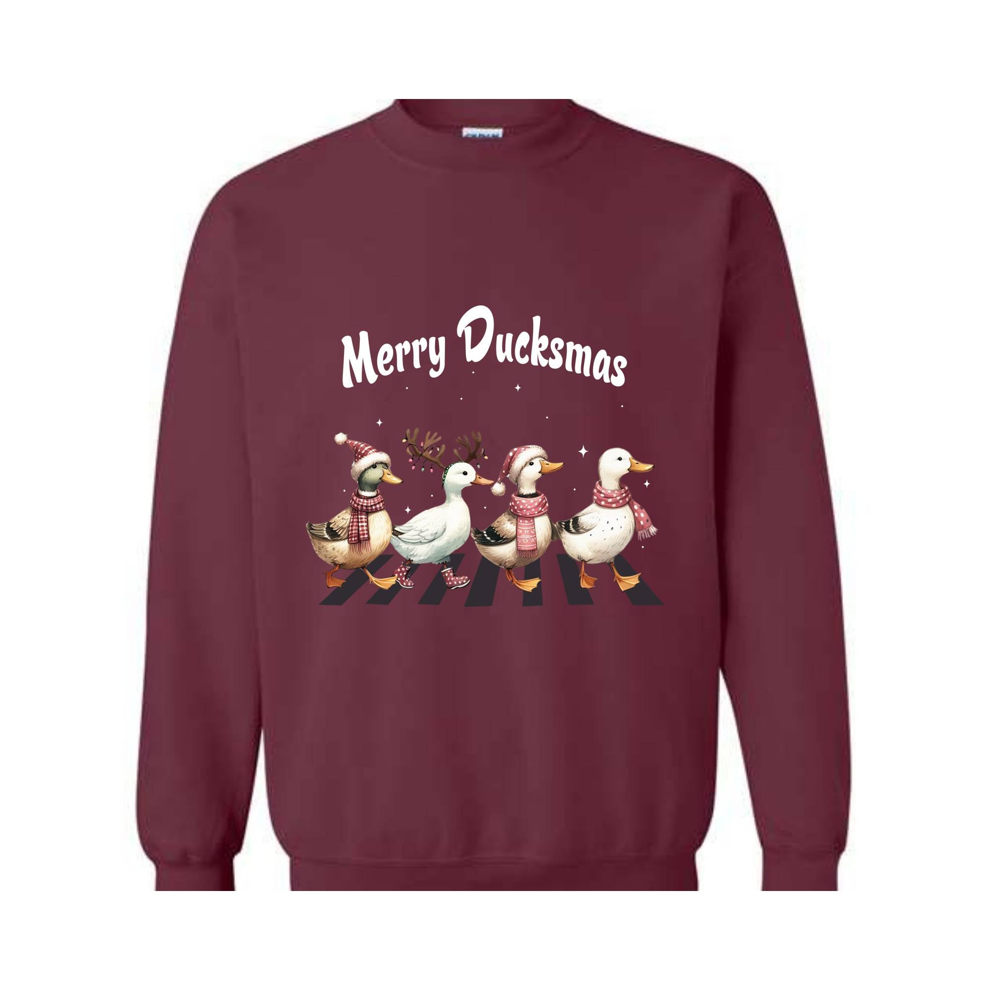 Merry Ducksmas Sweatshirt, Funny Animals Christmas Sweatshirt, Christmas Gift For Duck Lovers, Merry Ducksmas Sweatshirt For Women