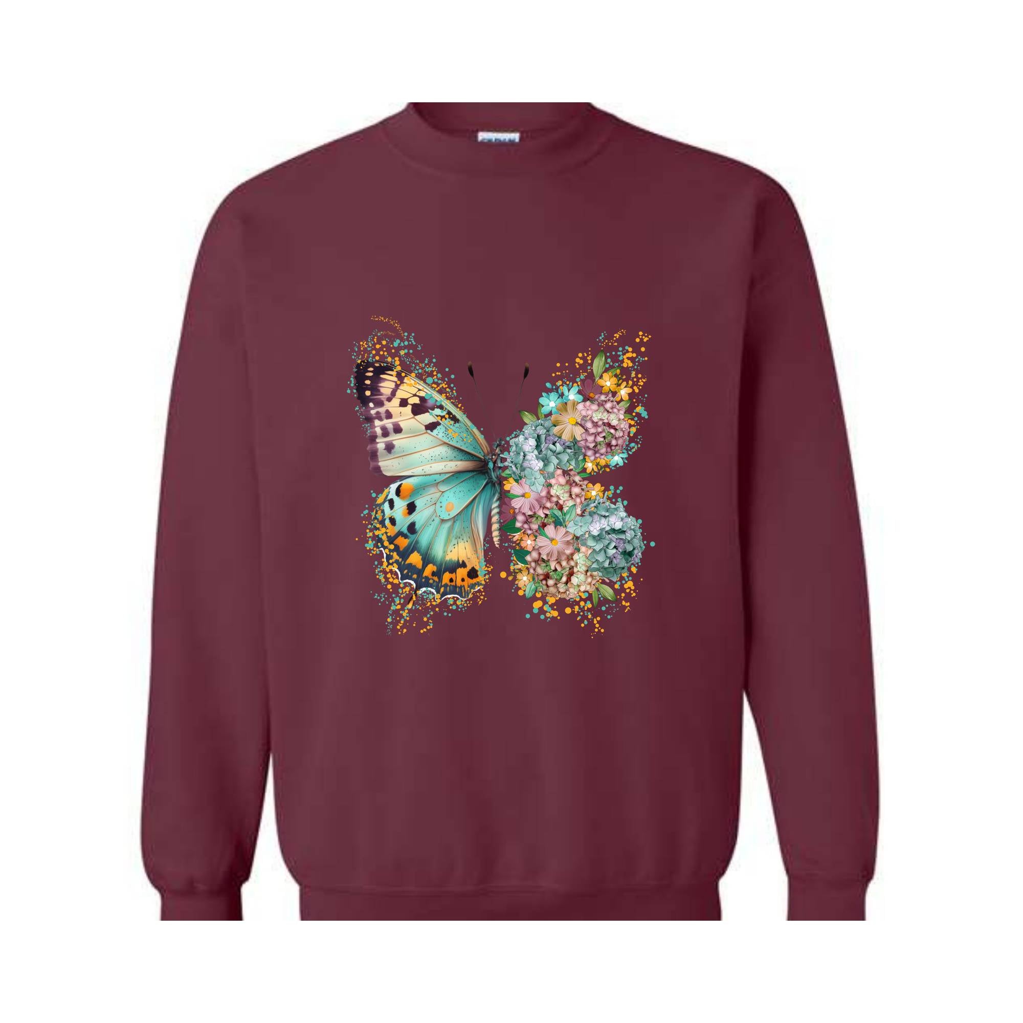 Floral Butterfly Sweatshirt, Hippie Butterfly Sweater, Butterfly Shirt, Butterfly Lover Gift, Boho Butterfly Hoodie, Antisocial Women Shirt