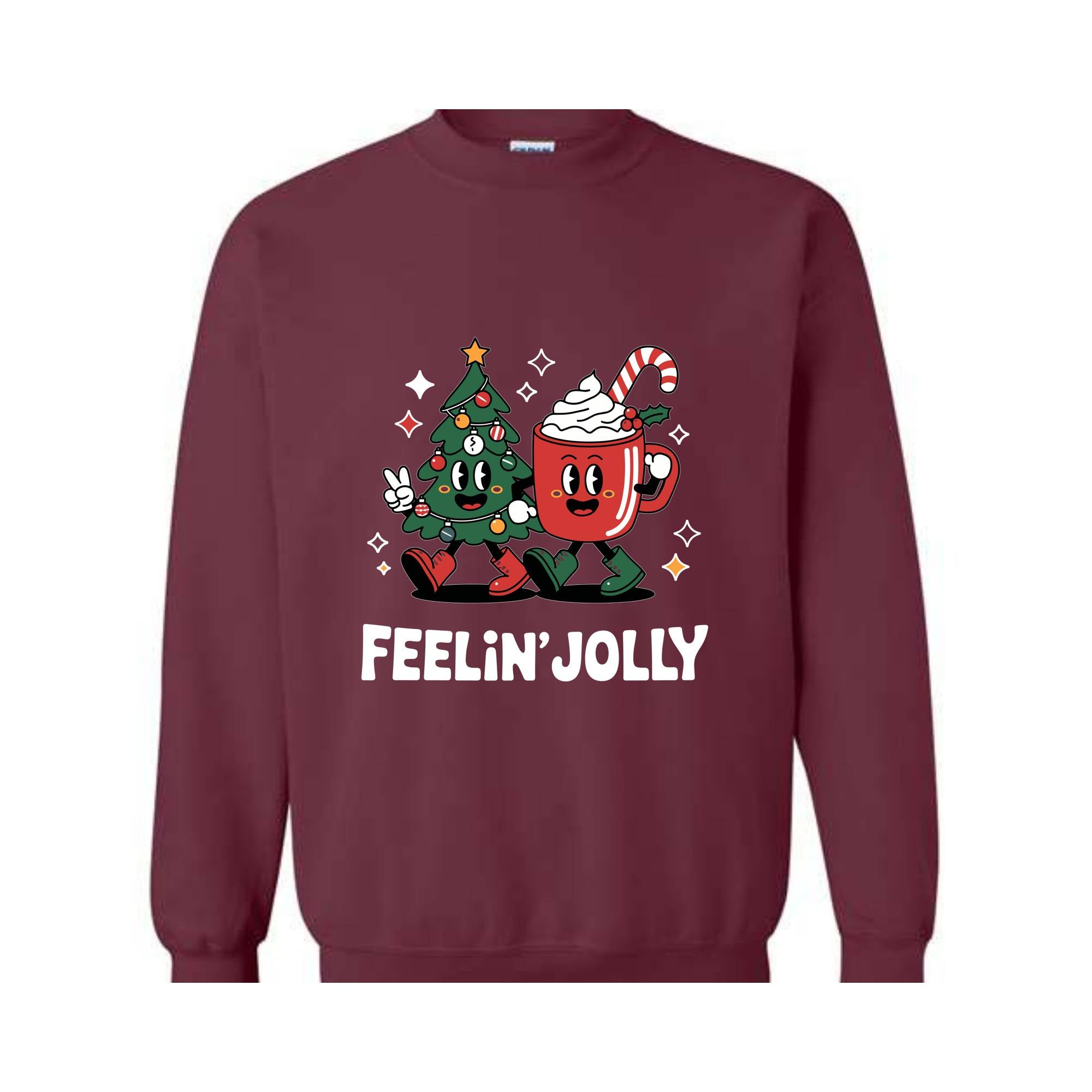 Feeling Jolly Christmas Sweatshirt, Retro Christmas Sweat, Christmas Mom Sweatshirt, Funny Christmas Tee