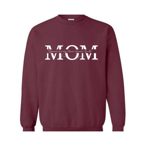 Custom Mama Sweatshirt, Personalized Mom Sweater With Kids Names Sleeve, Pregnancy Reveal Outfit, Birthday Mom Gift, Mothers Day Gift