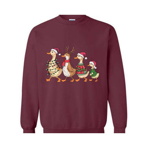 Christmas Ducks Sweatshirt, Duck Christmas Sweatshirt For Women, Funny Animals Christmas Sweatshirt, Farm Lover Gift, Funny Christmas Sweatshirt