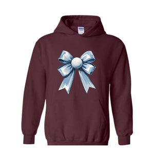 Golf Bow Sweatshirt, Cute Sport Hoodie, Coquette Bow Hoodie, Cute Mom Hoodie, Golf Lover Hoodie, Blue Bow Hoodie, Golf Lover Gift