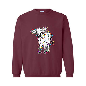 Christmas Highland Cow Sweatshirt, Christmas Animals Sweatshirt, Farm Cow Sweater, Farmer Christmas Sweatshirt