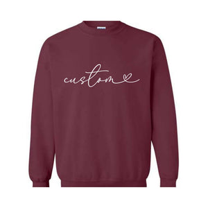 Custom Sweatshirt, Personalized Cursive Text Sweat, Floral Sleeve Sweatshirt, Personalized Gifts