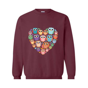 Owl Heart Sweatshirt,  Bird Nerd , Birdwatching , Birding Lover Tee, Ornithologist