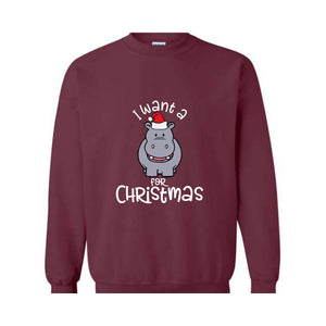 I Want A Hippopotamus For Christmas Sweatshirt, Christmas Hippo Sweatshirt, Christmas Kids Sweatshirt, Funny Christmas Gift