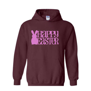 Happy Easter Hoodie, Rabbit Hoodie, Easter Sweater, Spring Hoodie, Easter Gift, Happy Rabbit Hoodie