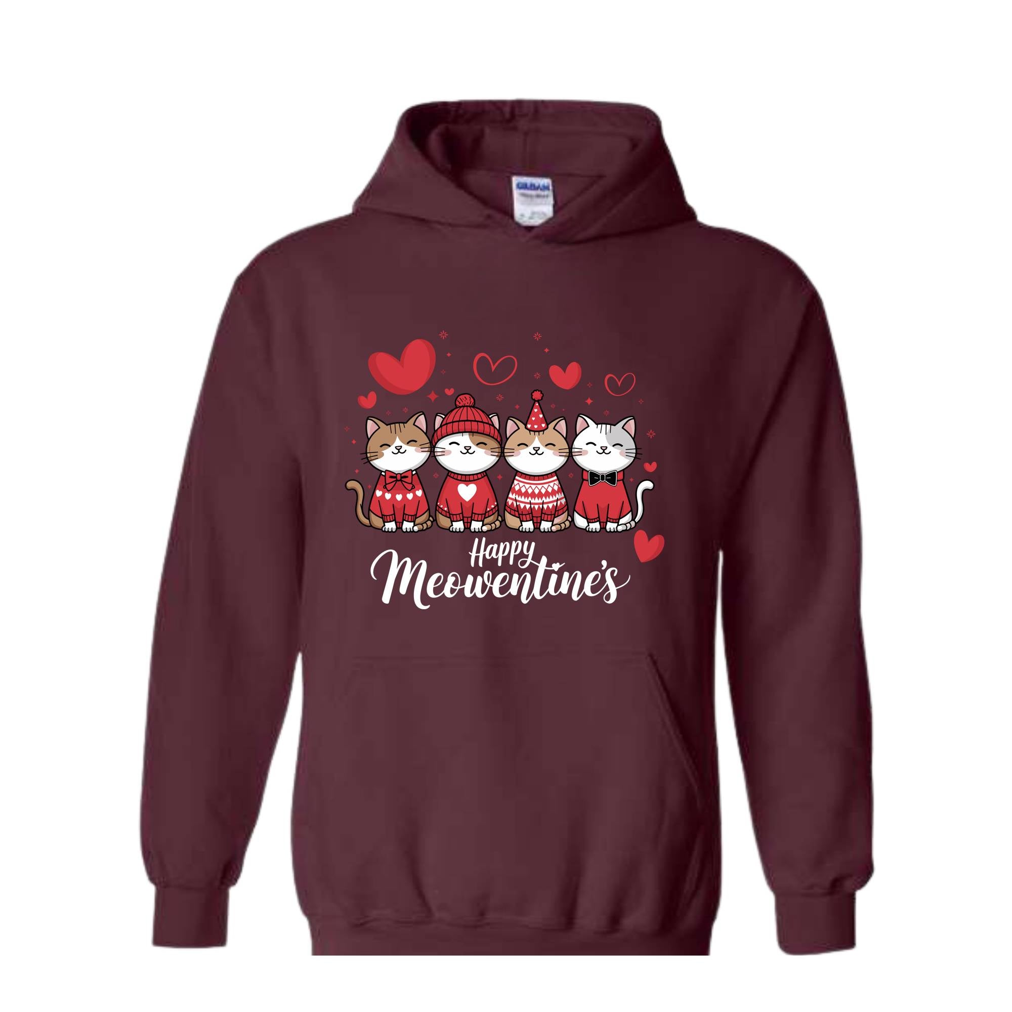 Happy Meowentines Sweatshirt, Funny Valentines Hoodie, Cat Lovers Hoodie, Happy Valentine Gift, Valentines Cat Hoodie, Cute Cat Hoodie