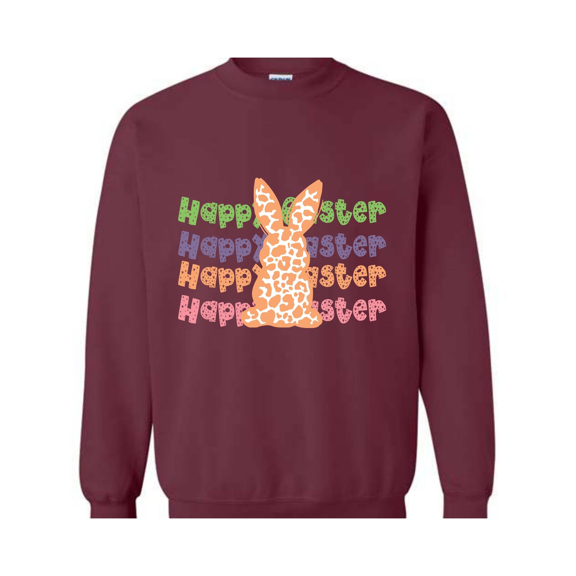 Happy Easter Leopard Print Bunny Sweatshirt, Easter Bunny Hoodie, Cute Bunny Cheetah Print Sweater, Easter Hoodie