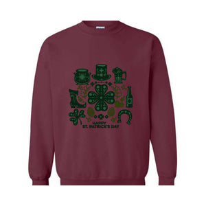 St Patricks Day Sweatshirt, Lucky Shamrock Sweater, Irish Green Sweater, Clover Pullover, Festive Sweatshirt