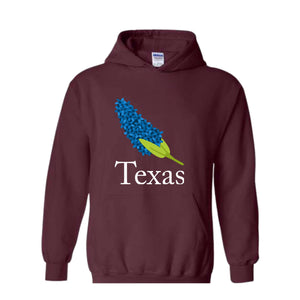 Texas Bluebonnets Hoodie, Texas Hoodie, State Hoodie, Home State Hoodie, Texas Flower Hoodie, Austin Texas Hoodie