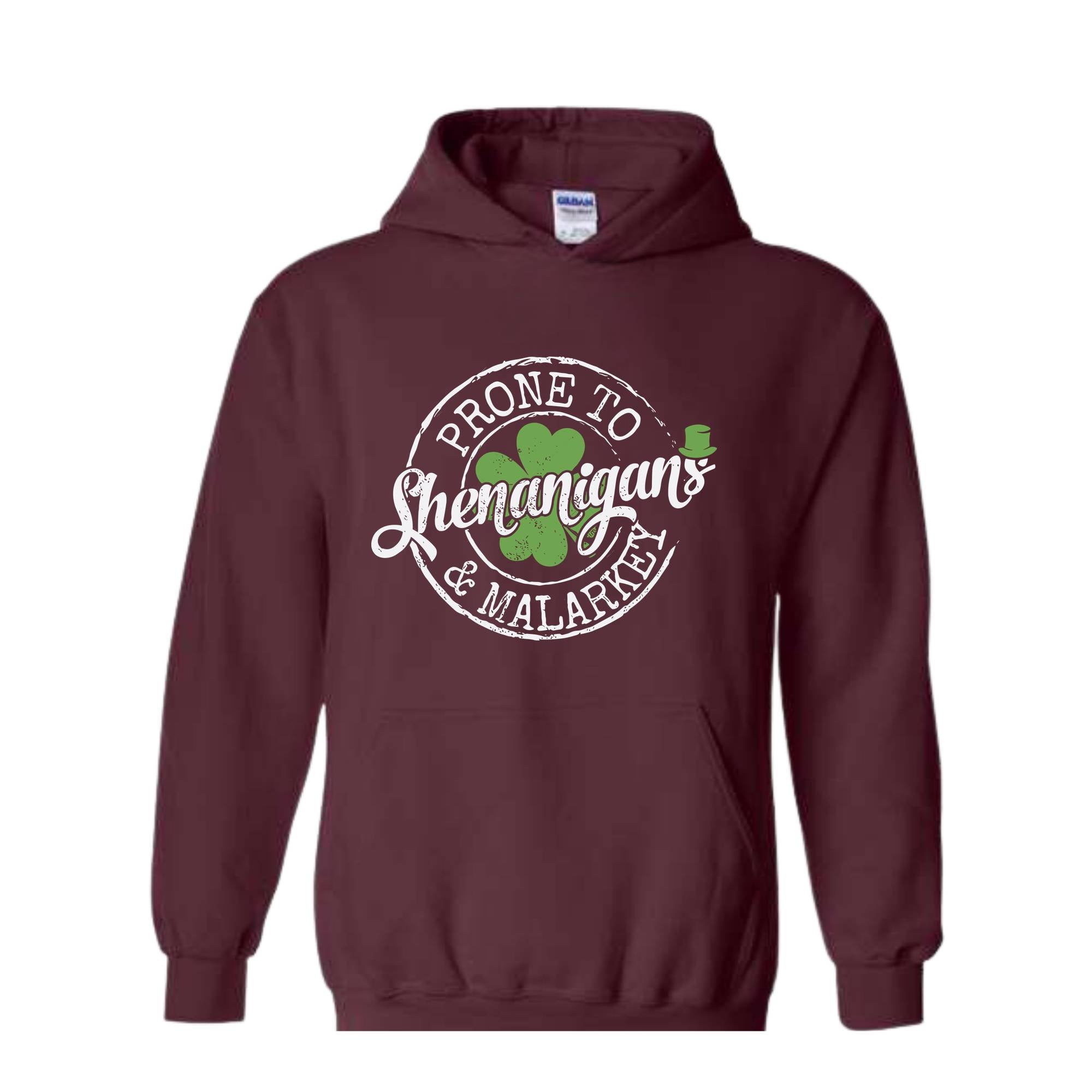 Prone To Shenanigans and Malarkey Sweatshirt, St. Patrick's Coffee Hoodie, Lucky Hoodie, Funny St Patrick's Day Hoodie, Shamrock Hoodie