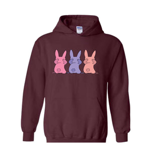 Three Rabbits Hoodie, Animal Hoodie, Wildlife Hoodie, Hipster Bunny Hoodie, Bunny Hoodie