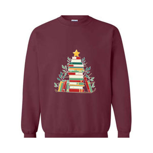 Book Christmas Tree Sweatshirt, Book Lover Gift, Christmas Tree T-Shirt, Book Lover Shirt, Christmas Bookworm, Bookish Christmas Gift, Liter