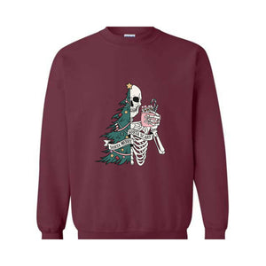 Sorta Scary Sorta Merry Sweatshirt, Christmas Skeleton Sweatshirt, Funny Christmas Sweatshirt, Holiday Sweater