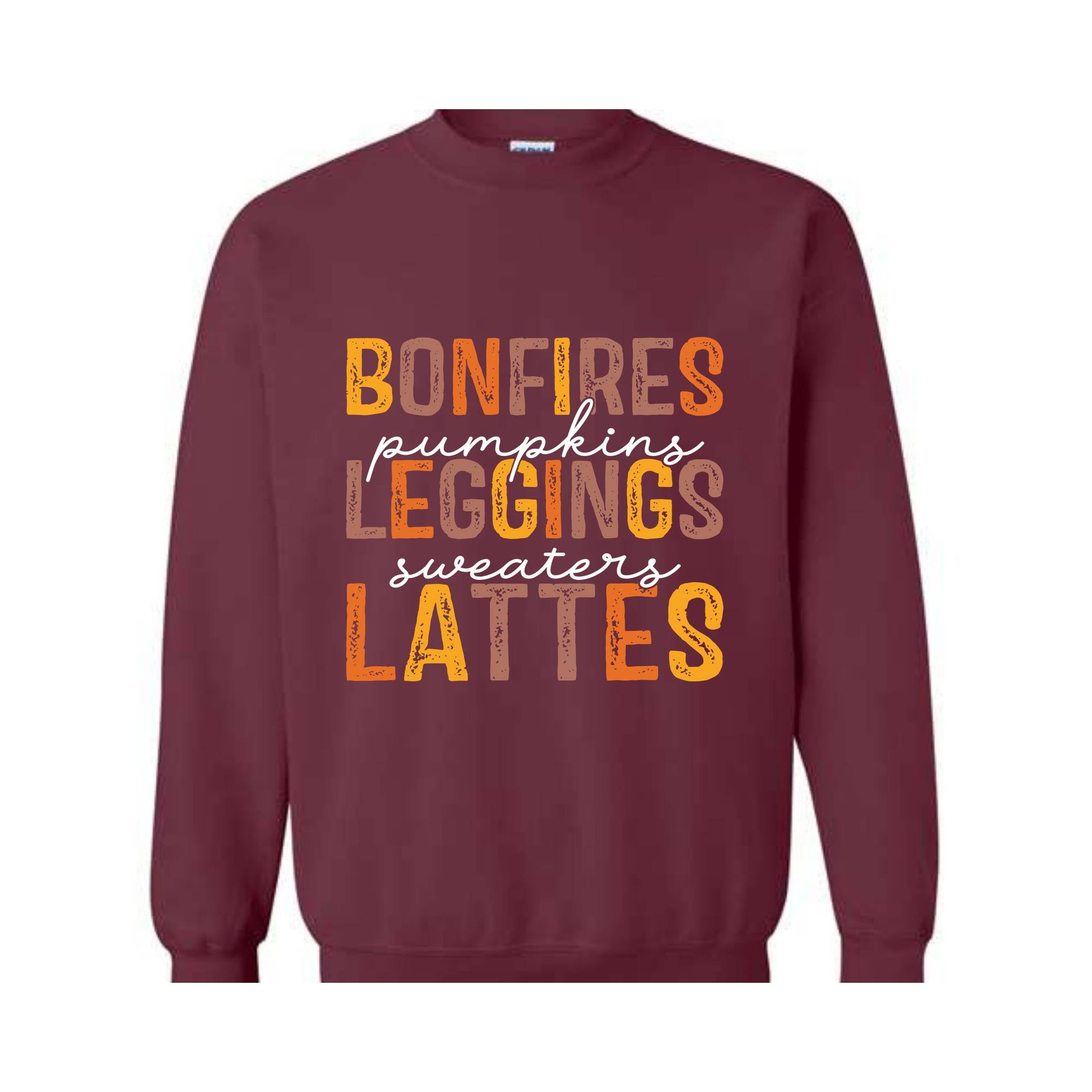 Bonfires Pumpkins Leggings Sweaters Lattes Sweatshirt, Thanksgiving Sweatshirt, Fall Autumn Sweater, Thanksgiving Gifts