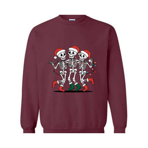 Christmas Skeleton Sweatshirt, Dancing Skeleton Sweatshirt, Funny Christmas Hoodie, Dance Skeleton Hoodie, Funny Skeleton Hoodie