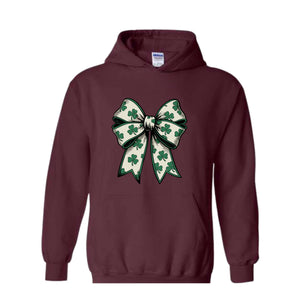 St Patrick's Day Bow Sweatshirt, St Patrick's Day Hoodie, Lucky Shamrock Hoodie, St Patrick's Gift, St Patty's Hoodie, Irish Bow Hoodie