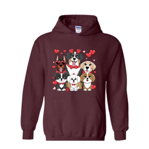 Valentines Dogs Sweatshirt, Dog Lover Valentines Gift, Valentines Hoodie, Dog Mom Hoodie, Dog Valentine Hoodie, Cute Valentines Sweatshirt