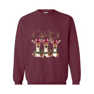 Reindeer Christmas Sweatshirt, Womens Christmas Sweater, Retro Christmas Shirt, Holiday Sweaters, Christmas Gifts, New Year Shirt