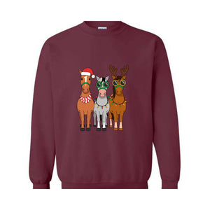 Horse Christmas Sweatshirt, Horse Lover Hoodie, Animal Christmas Shirt, Farm Animals Hoodie, Horse Christmas Hoodie, Western Christmas