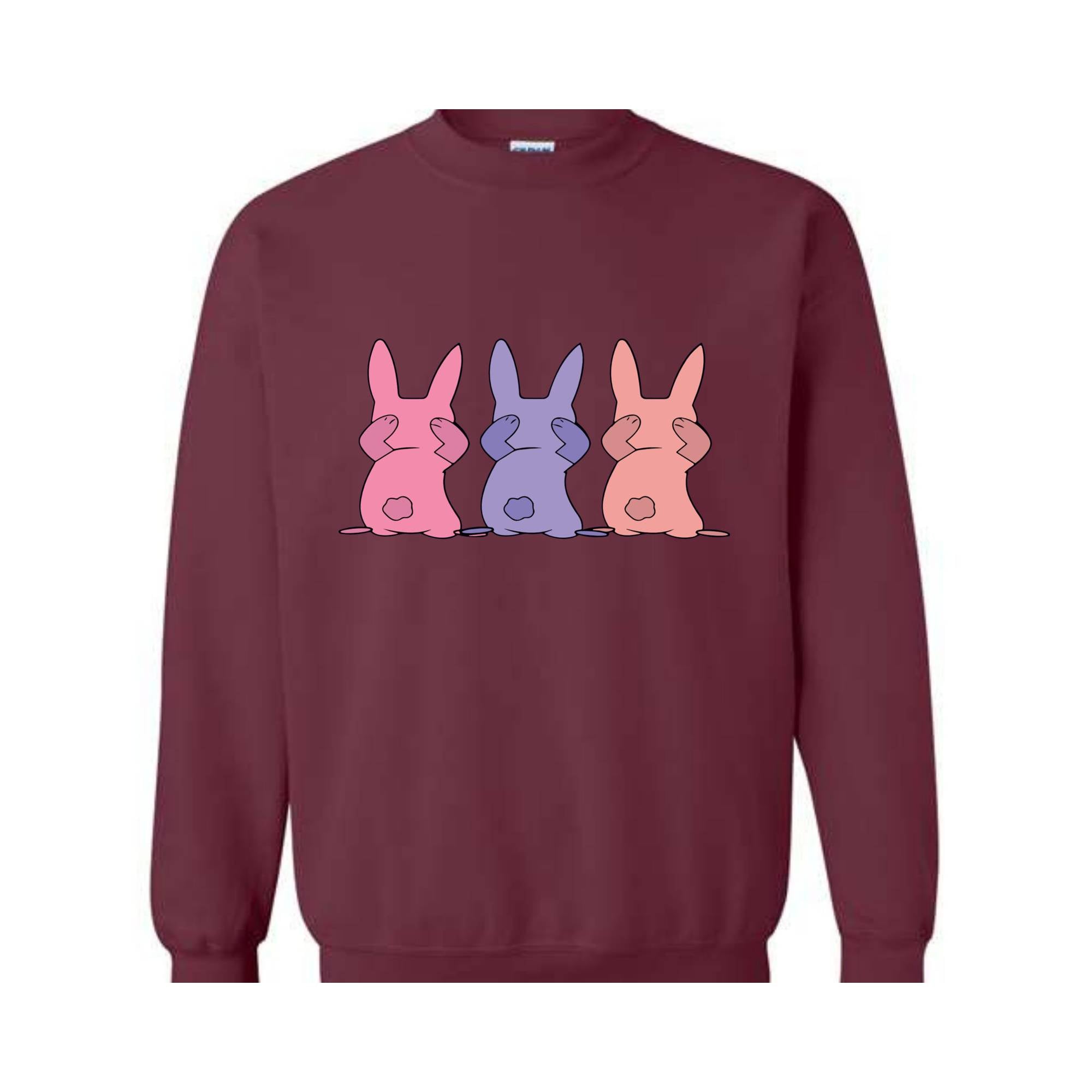 Three Rabbits Sweatshirt, Animal Sweatshirt, Wildlife Sweatshirt, Hipster Bunny Sweater, Bunny Hoodie