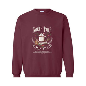 North Pola Book Club Sweatshirt, Hot Cocoa Served Daily Sweatshirt, Christmas Sweatshirt, Books Christmas Sweatshirt, Teacher Sweatshirt