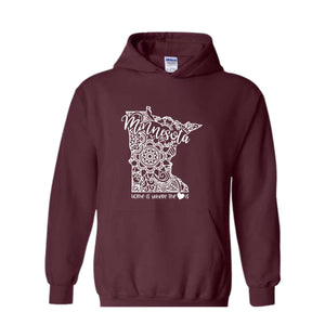 Minnesota State Shirt, Minnesota State Map Hoodie, Minnesota Travel Gifts, Minnesota State Home, Minnesota Apparel, Minnesota Gift