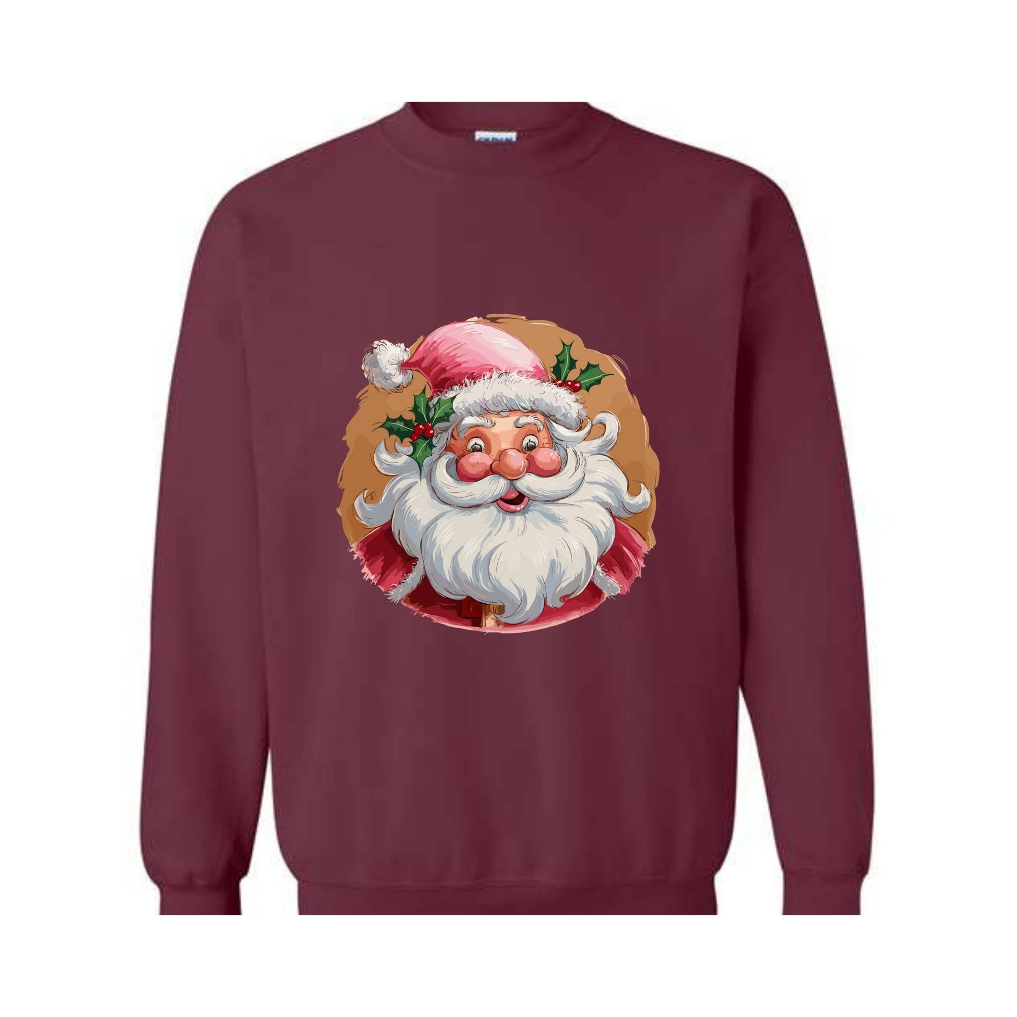 Pink Santa Retro Christmas Sweatshirts, Pink Christmas Matching Family Sweaters, Pink Vintage Holiday Sweatshirt