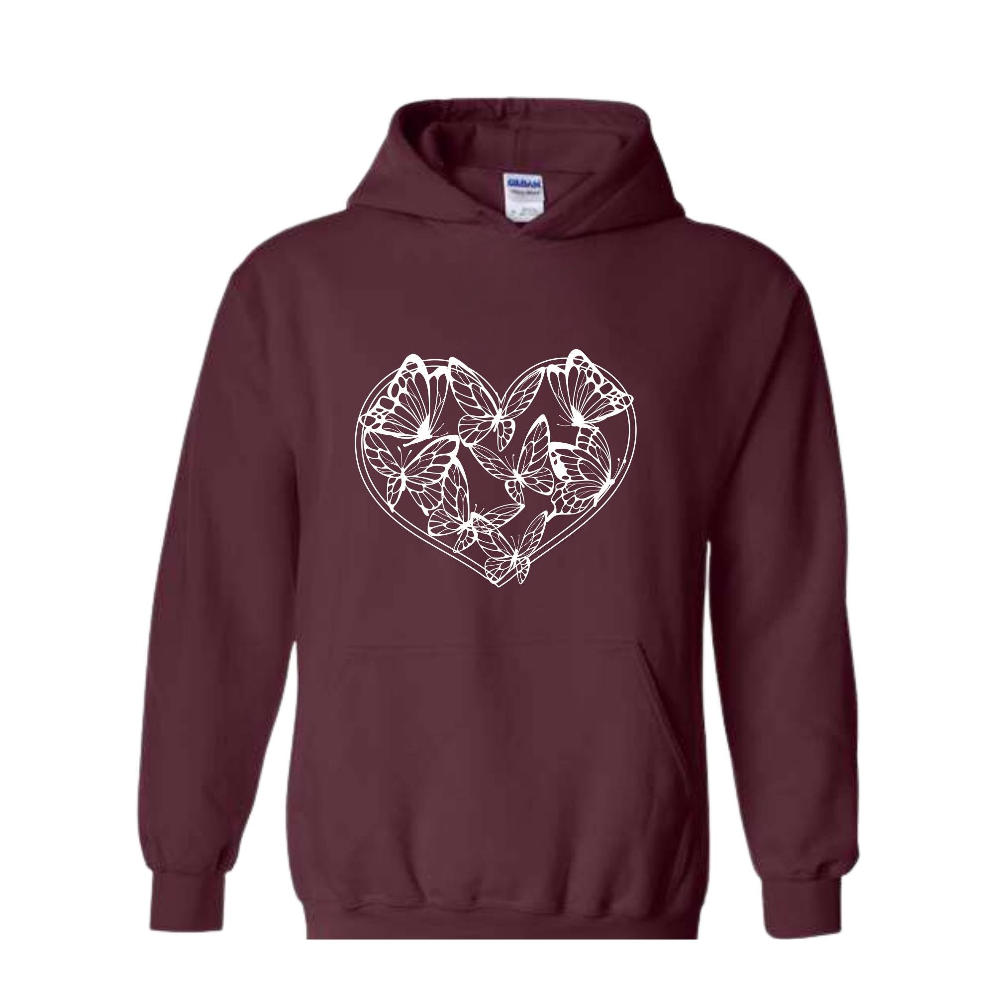 Boho Butterflies Heart Sweatshirt, Butterflies Sweatshirt, Heart Sweatshirt, Butterfly Lover Gift, Butterfly Hoodie, Boho Sweatshirt