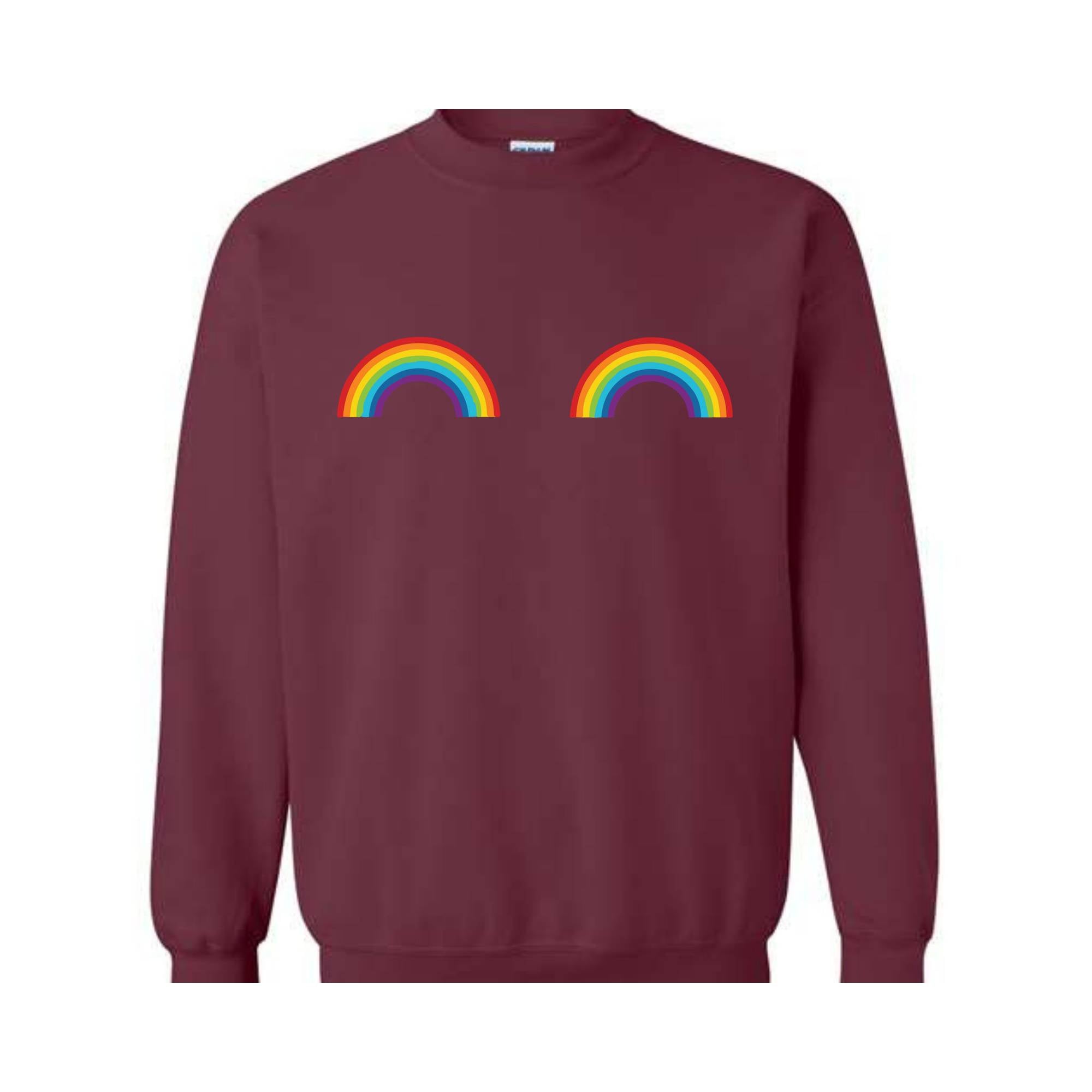 Rainbow boobs Sweatshirt, Cute boobs Crewneck, Breast Boobs Sweatshirt, Free the Nipple Sweatshirt, Gay Pride Sweatshirt, LGBT Crewneck