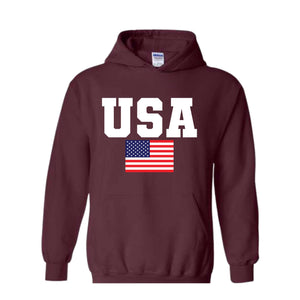 USA Hoodie, Patriotic Hoodie, America Sweatshirt, Flag Sweatshirt, American Retro Sweatshirt, USA Gift, American Flag Gift