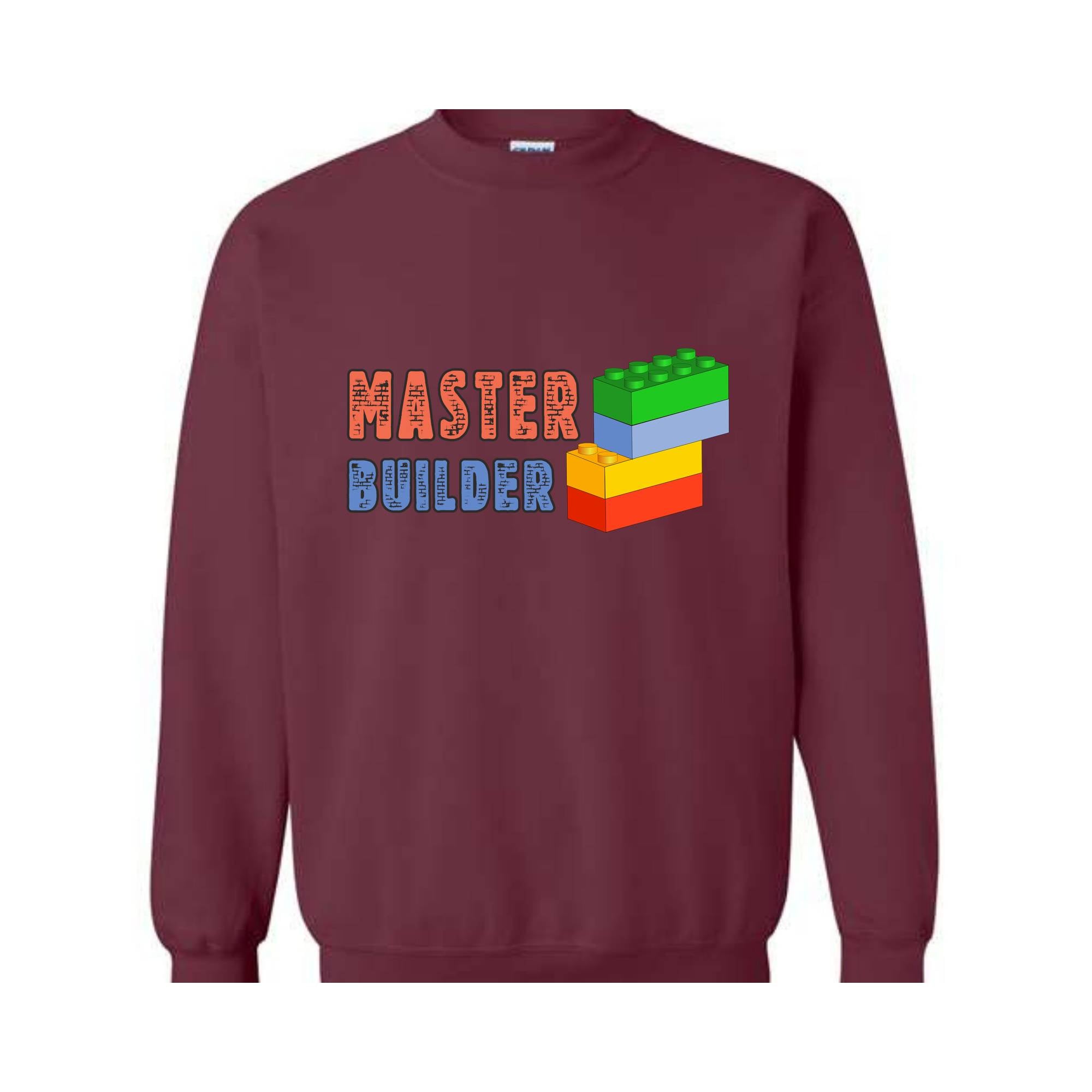 Master Builder Sweatshirt, Building Blocks, Birthday Gift For Kids, Funny Dad, Men Graphic , Building Sweatshirt