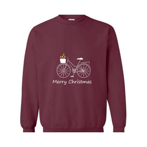 Bike Sweatshirt, Christmas Sweatshirt, Bike Floral Sweatshirt, Album Sweatshirt , Bike with Stars and chRistmas tree Sweatshirt