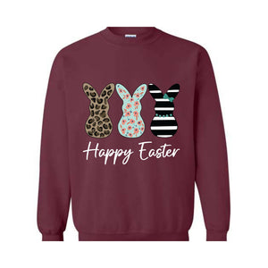 Happy Easter Sweatshirt, Leopard Bunny Sweatshirt, Floral Bunny Hoodie, Happy Easter Hoodie, Easter Gifts