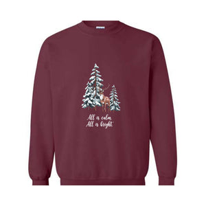 All Is Calm All Is Bright Sweatshirt, Family Christmas Sweater, Christmas Sweatshirts for Women, Merry Christmas Sweatshirt