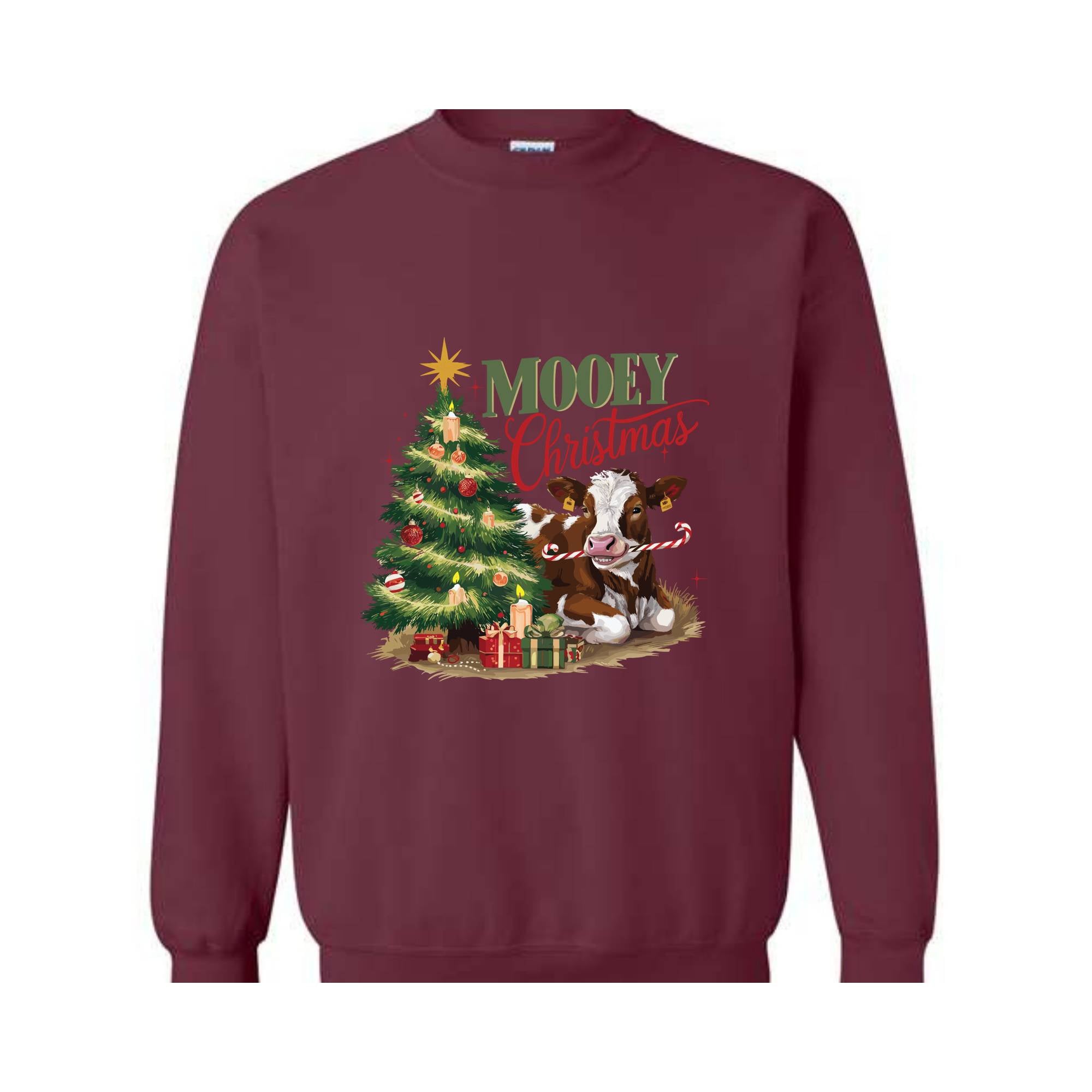 Mooey Christmas Cow Sweatshirt, Cow Lover Gift, Farm Christmas Sweater, Funny Christmas Shirt, Holiday Sweater, Christmas Hoodie